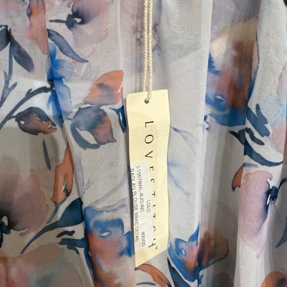 Lovestitch White Floral Sheer Ragland Blouse Sz S NWT - Picture 8 of 14